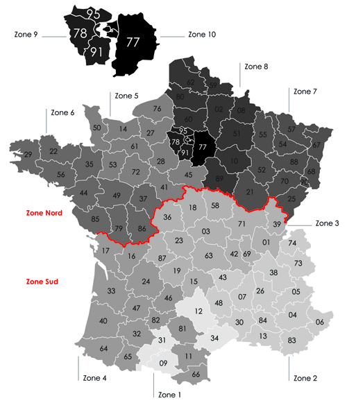 Contacts par zones